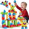 teytoy 200Pcs Building Blocks Toys, Bristle Shape Building Blocks Set STEM Interlocking Construction Learning Toys for Kids Ages 3+