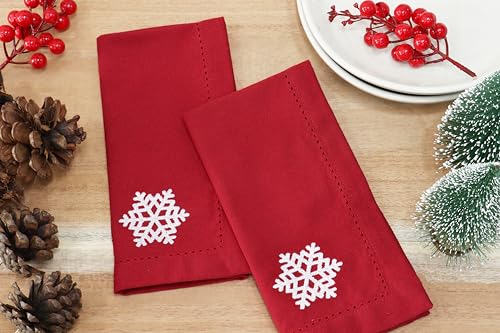 Servilletas de Tela Bordadas 100% Algodón Rojo 18x18 Pulgadas miniatura 4