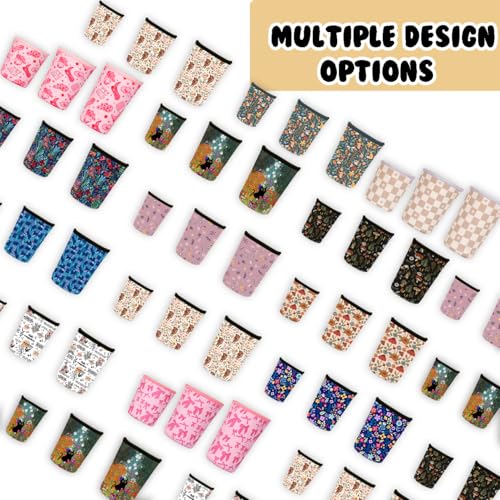 Image of Reusable 3-Pack Iced Coffee Cup Sleeve, Insulated Neoprene, Beverage Holder for Iced Coffee, Durable Drink Sleeve for Cold Beverages, Pink Bows