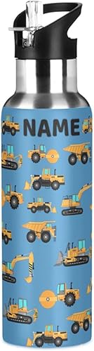 Miniatura 1 de Excavator - Botella de agua de acero inoxidable con tapa con pajilla, botella de agua deportiva aislada de 20 onzas para deportes, gimnasio, viajes