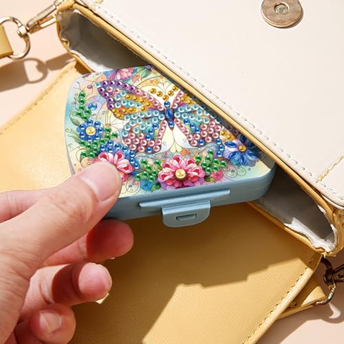 Image of ARTopet Diamond Art Painting Mini Storage Box with 6-Grid Creative Design Compact Portable Small Case for Purse Travel Daily-Colorful Butterfly