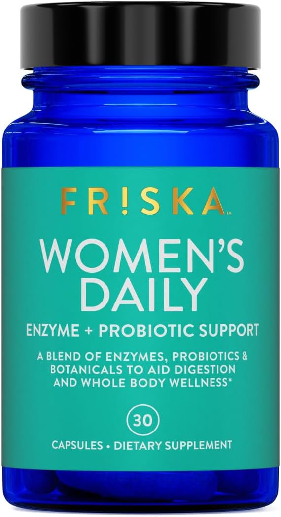 - FRISKA Women’s Daily Digestive Enzyme and Probiotics Supplement, Advanced Natural Support for Female Digestive Health, Fights Bloating, Eases Digestion, Supports Nutrient Absorption, 30 Capsules