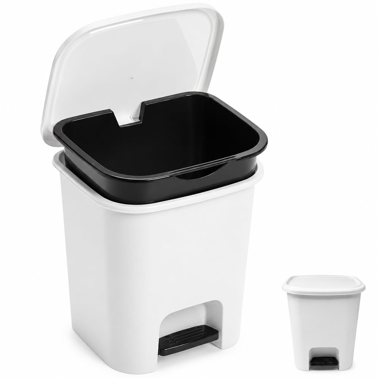 7.5L Foot Pedal Bin, Slim Plastic Dustbin with Soft Close Lid for Home โ image 1