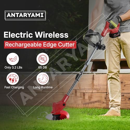 Image of Electric Wireless Rechargeable Edge Cutter 48V - 25cm Cutting Width | 2-in-1 Mower & Trimmer | Adjustable Height | 3 Blade Types | Lightweight & Portable | Lawns & Gardens (A5)