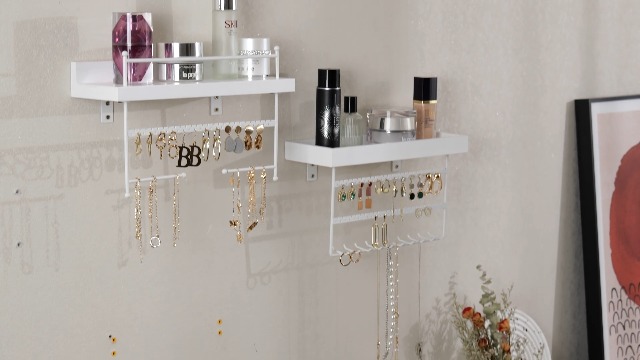 Organisateur De Bijoux Suspendu 3 Niveaux Porte-collier De Table Boîte à Bijoux Et Présentoir à