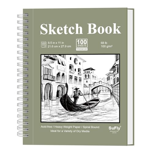 Sketch Book 8.5 x 11 Sketch Pad Pack of 1 (68lb/100gsm) 100 Sheets Spiral Sketchbook Acid Free Drawing Paper Sketch Pads for Drawing for Adults Art Paper for Drawing and Painting for Kids.