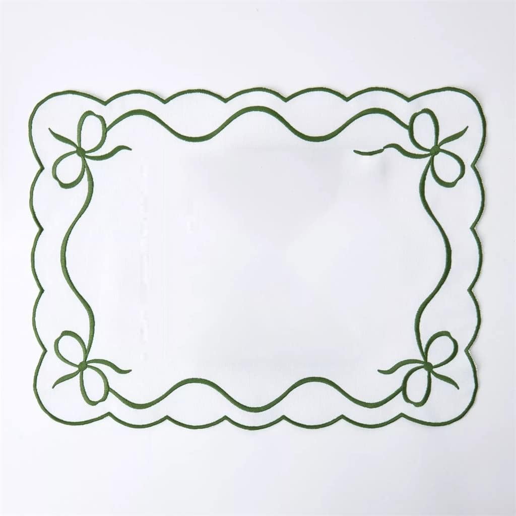 Linen Embroidered Placemats and Napkin Sets Table Decorations Festive Tablecloths Table Covers (Color : A, Size : 48 * 35cm) (A 48 * 35cm)