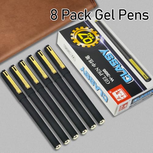 Pack de 8 bolígrafos gel negro 0.7mm secado rápido miniatura 7