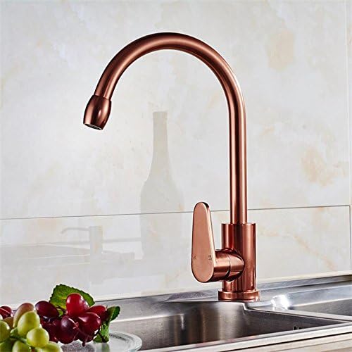 CZOOR Rose Gold White Kitchen Faucet Space Aluminum Gold Single Handle Hot Cold Water Vessel Sink Basin Tap Mixer Torneira Cozinha, ROSE GOLD