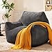 Vellorise Big Bean Bag Chair for Adults, Ultra Soft Living Room Bean Bag with Armrests, Stuffed BeanBag Chair for Napping, Gaming, Vacuum-Compressed for Easy Gifting, 48 Hours to Fluffs Up, Dark Gray