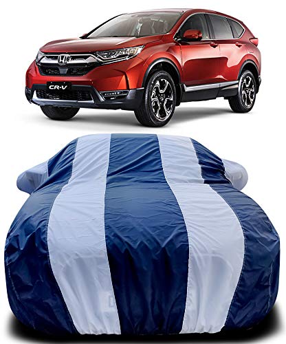 Image of PURPLEHEART Car Body Cover Compatible with Honda CR-V Mirror Pocket Triple Stitched Bottom Elastic Water Resistant UV Protection & Dustproof Car Cover-Blue & White