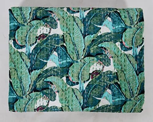 Miniatura 3 de YUVANCRAFTS Colcha Kantha de algodón con estampado de bloques indios Kantha, colcha vintage de Kantha, colcha de tamaño Queen (individual 90 x 60