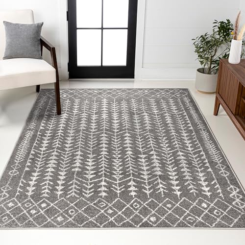 JONATHAN Y Ziri Moroccan Geometric Gray/Cream Indoor Area Rug, 5x8,