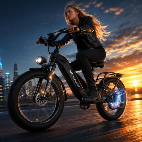 2000W Peak Electric Bike for Adults, High Speed Ebike with 48V 18Ah Removable Battery, Up to 30-60 Mile Range, 24" Fat Tire Full Suspension E-Bike for Off-Road Commuting image 3