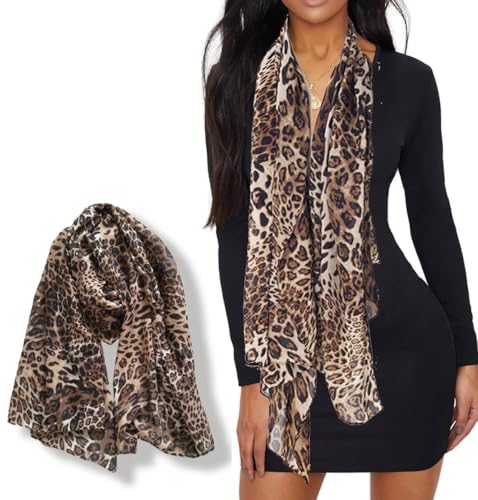 Leopard-Print-Scarf for Womens - Classic-Cheetah-Wrap-Shawl Long Lightweight Sunscreen Scarf(28