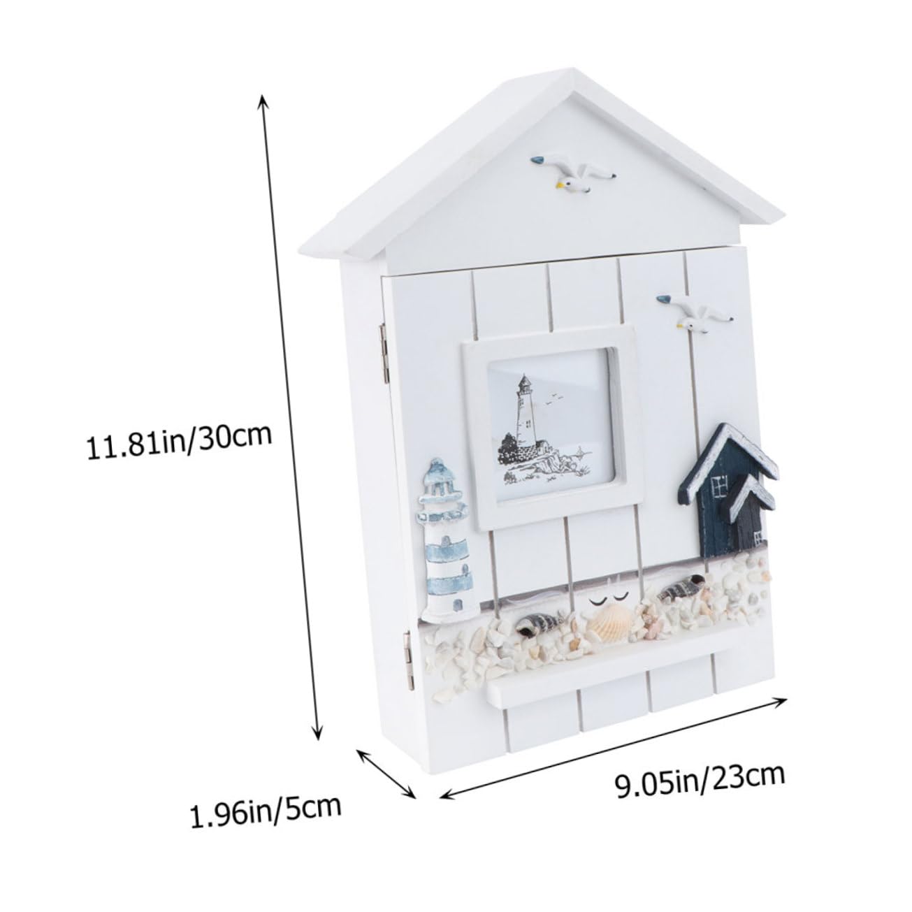 TOPBATHY Cassetta Portachiavi da Parete in Stile Costiero, Forma Casa, Mdf, 2 Pezzi, Decorativa per Ingresso e Casa