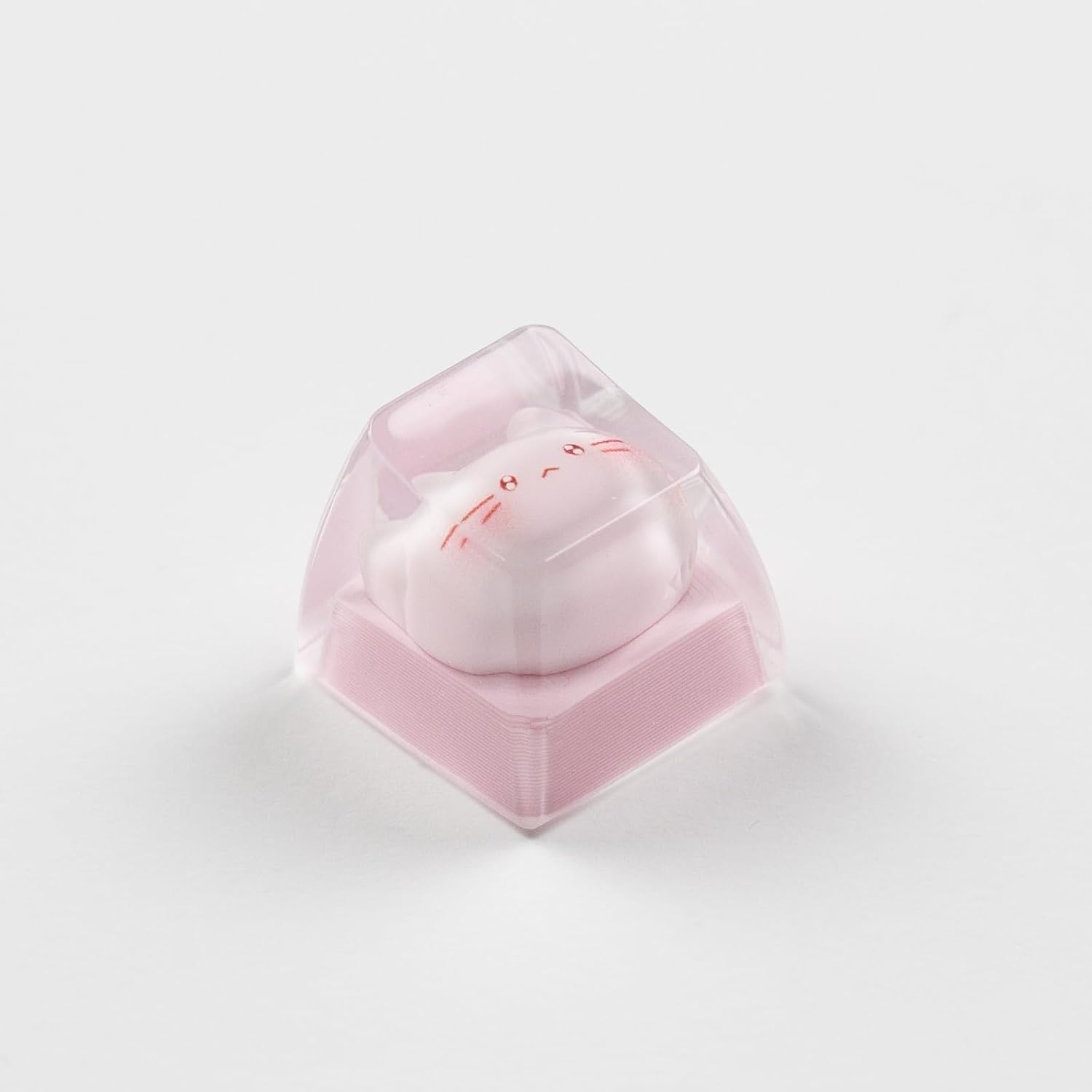 Artisan Keycaps, Pink Cat Design, 1U Resin Mechanical Keyboard Key, Shine Through Compatible Single 1U Replace Key for ESC Key Mechanical Keyboard