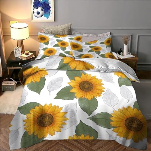 Parure de lit tournesols double pour illuminer votre chambre mansardée en été