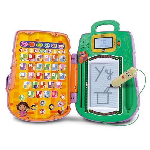 VTech - Sac à Dos Éducatif Dora L’Exploratrice - Ardoise Magique Sakado avec Stylet Interactif La Carte, 12 Activités et Jeux Dora - Cadeau Enfant de 3 Ans à 7 Ans - Contenu en Français et Anglais