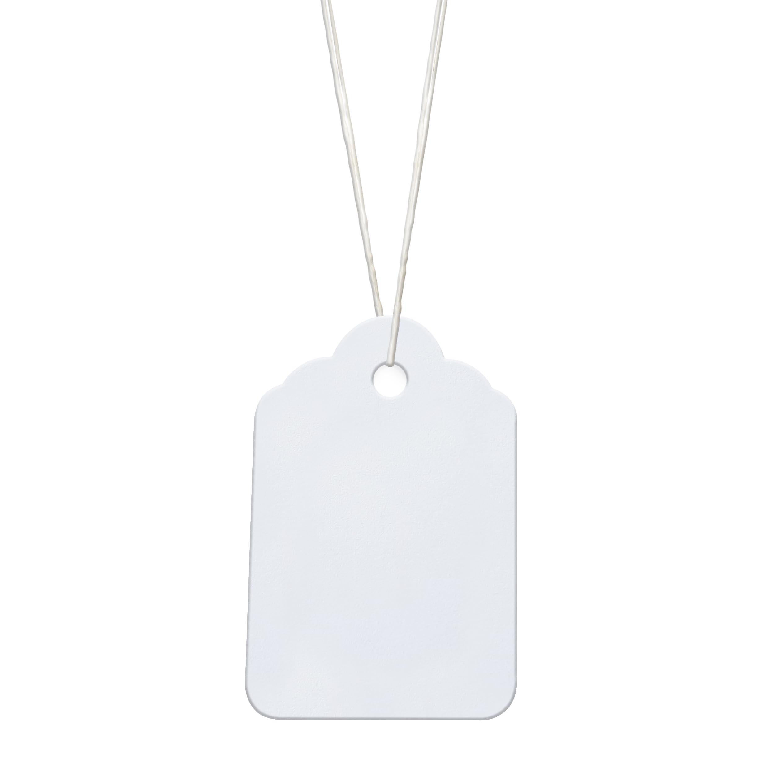 Swift Strung Tags White Card Clothing Parcel Label String Hanging Gift Swing Tickets Kraft Hang Price Labelling 48mm x 32mm (Pack of 500) - Image 2