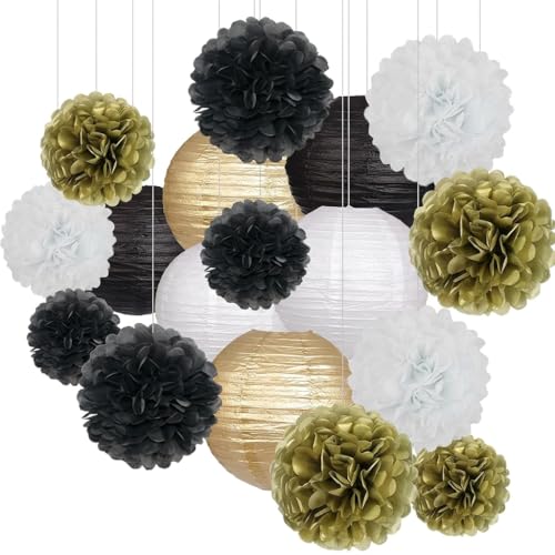 Lanternes en papier noir et doré : la solution pour décorer un grand salon