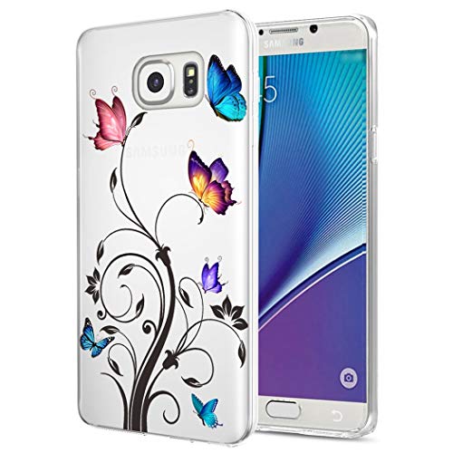 Yodueiv Phone Case for Galaxy Note 5, Samsung Note 5 Case for Girls Women, Soft Clear TPU Shockproof Protective Transparent Case Cover for Samsung Galaxy Note 5 (Butterfly)