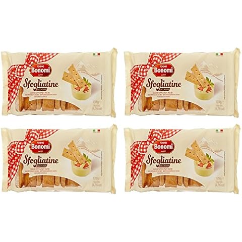 Forno Bonomi: " Sfogliatine Zuccherate " Sugar Topped Puff Pastry 135 gr - pack of 4 - total 19 oz [ Italian Import ] Cover