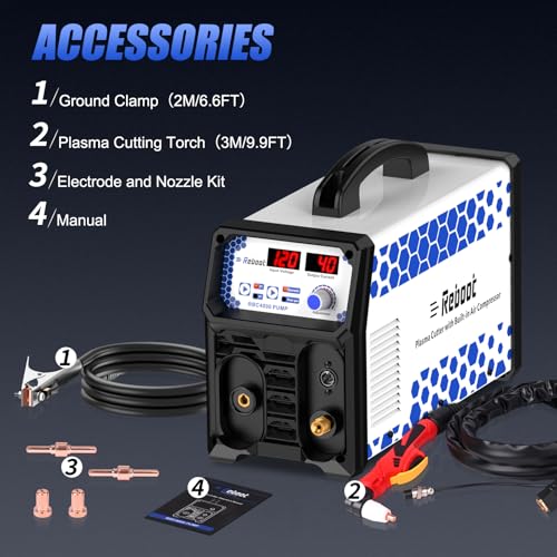 Image of Reboot Plasma Cutter With Built In Air Compressor 40A 120V IGBT Inverter Digital Cutting Machine, 3 /8 Inch Clean Cut And 3 /5 Inch Max Cut High Frequency