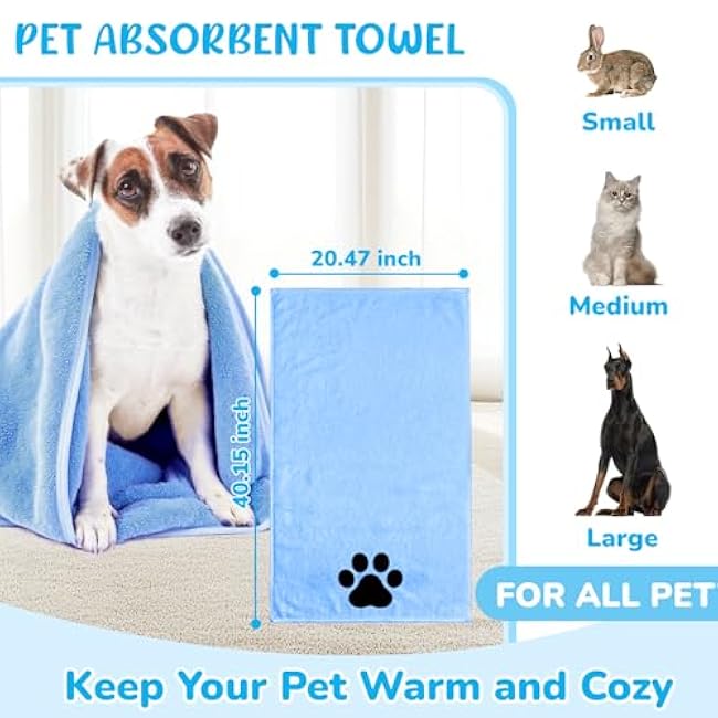 Dog Grooming Kit for Shedding ¨C 8-Piece Pet Grooming Supplies with Deshedding Brush, Bath Gloves, Towels & Silicone Toothbrush | Ideal for Dogs, Cats, Small and Large Pets (Blue)-ebzuSc8l