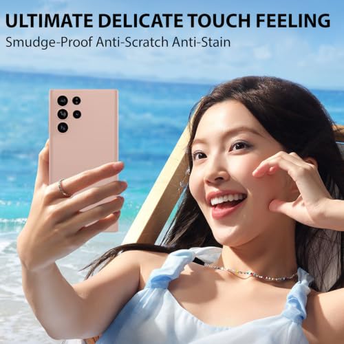 Image of LIRAMARK Liquid Silicone Soft Back Cover Case for Samsung Galaxy S22 Ultra (Pink)