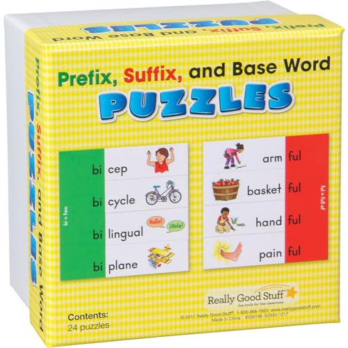 Really Good Stuff Prefix, Suffix, and Base Word Puzzles - Fun Learning Game for Grades 2-4, Teach and Learn Prefixes and Suffixes, Ideal for Classroom and Home Learning