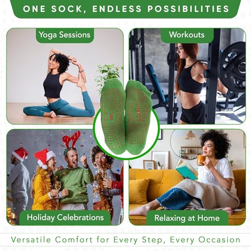 Be Merry Christmas Grip Socks (Green/Berry Red)2