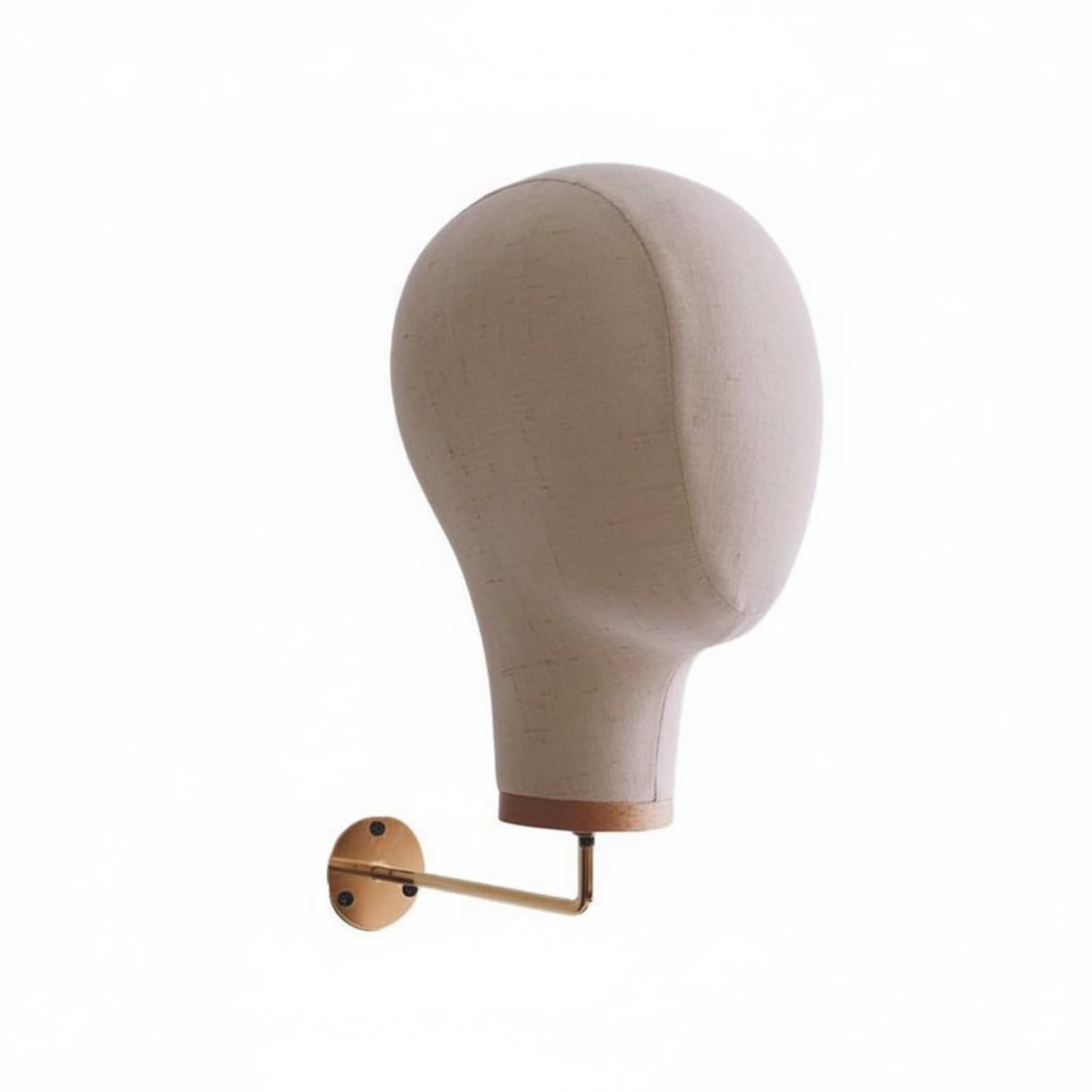 Mannequin tête en lin haut de gamme et crochet métal or pour étagère chic