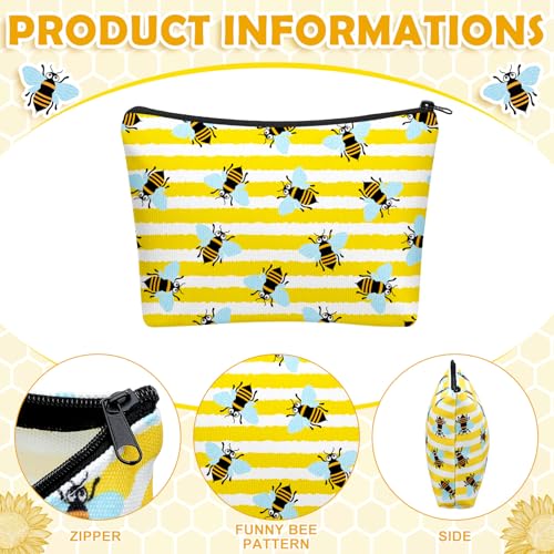 16 Pcs Funny Bee Cosmetic Bags Stuff Bulk Honey Queen Bee Inspirational Gift Makeup Bags Zipper Pouch for Women Beekeeper2