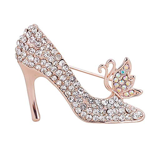 Women's High-Heeled Shoe Brooch Pin - Rhinestone Corsage Shawl Clip Jewelry Gift