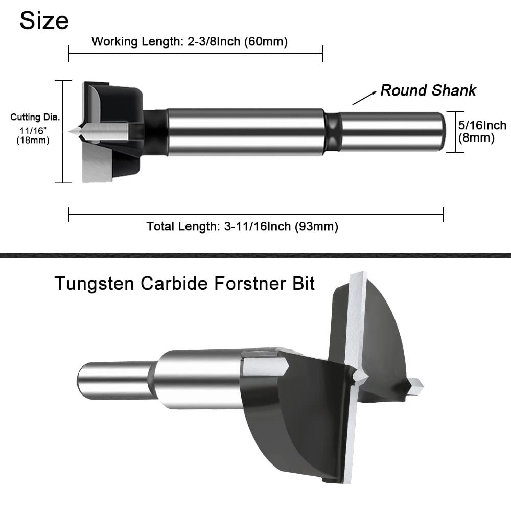 NICAVKIT Tungsten Steel Forstner Drill Bit, 18 mm, Professional Forstner Drill Bit, Wood Hole Cutter, Wood Drill, Pot Drill - Image 2