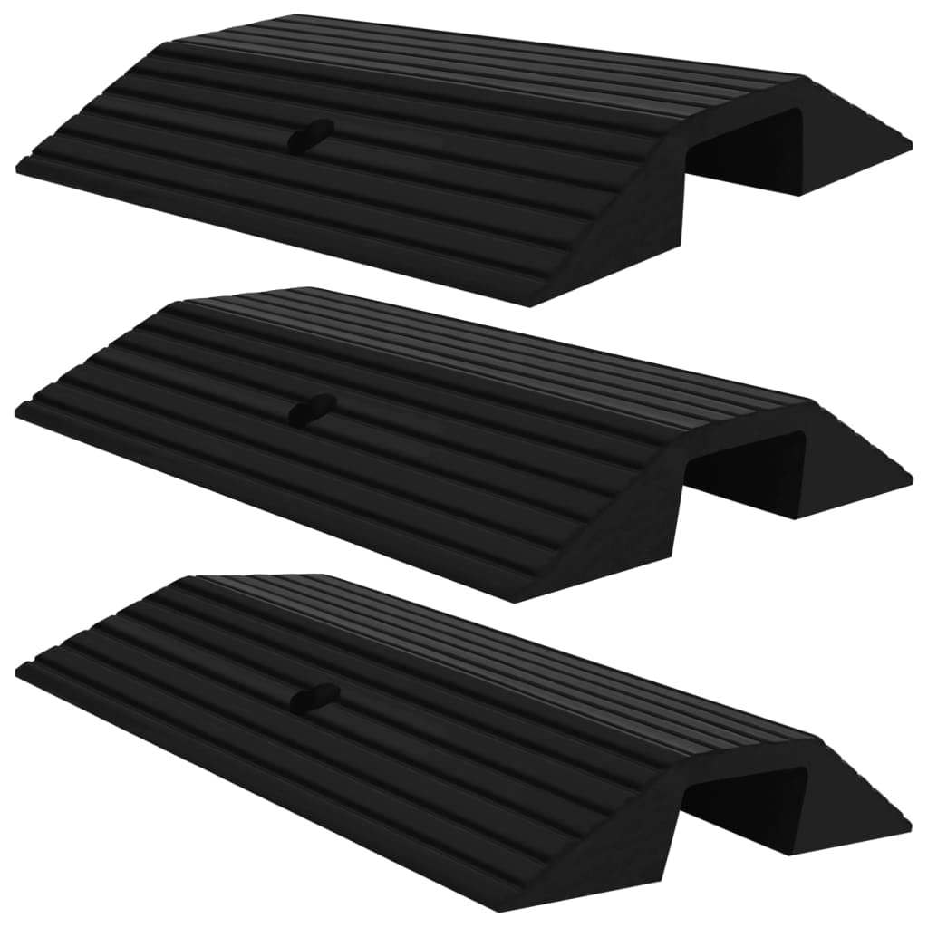 vidaXL 3x Rampa de Umbral Puente Carretera Puerta Acera Sillas de Ruedas Andador Coche Scooter Carritos Antideslizante Desmontable Goma 49x40x8 cm