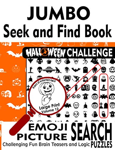 JUMBO Seek and Find Book - Emoji Search Puzzles - Picture Search Puzzles - Halloween Challenge - Challenging Fun Brain Teasers and Logic Puzzles: Silhouette Word Search Puzzle