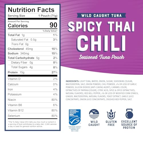 Image of Bumble Bee Seasoned Tuna On The Go Bundle - Lemon & Pepper and Spicy Thai Chili - (2) Ready to Eat 2.5 oz Packets and (2) Snack Sized 3 oz Cans