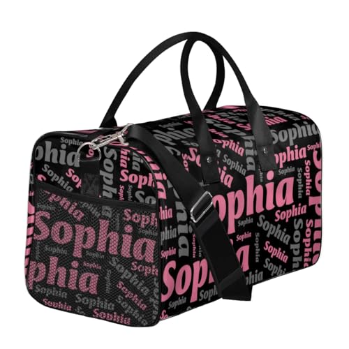 TropicalLife Personalized Duffel Bag Custom Name Sport Gym Bag Duffle Dance Bag Weekender Bags for Women Black Pink Gray3