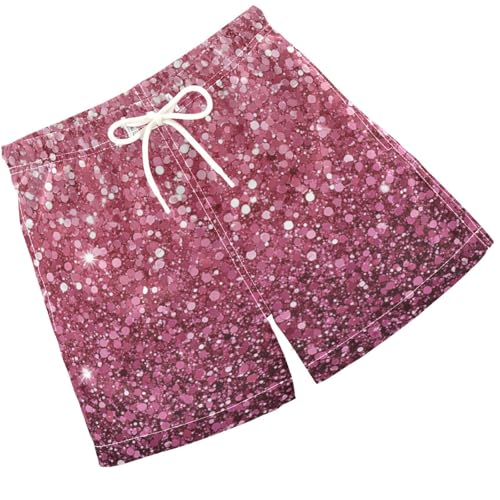 Pigsaly Boys Swim Trunks Rose Pink Dusty Pink Gradient Flashing Glitter Boys Board Shorts Swimsuit Swimwear Bathing Suit S