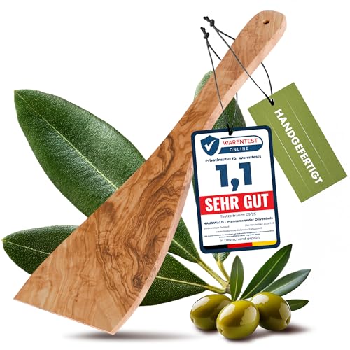 HAUSWALD® Pfannenwender Olivenholz [Extra breit] – Plastikfreie,...