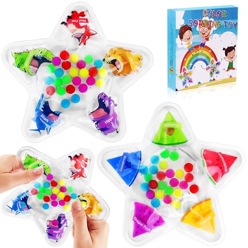 2PCS Color Sorting Sensory Toys for Toddlers, Color Matching Fidget Toys for Calming, Preschool Learning Montessori Toy Travel Fine Motor Skills Game...