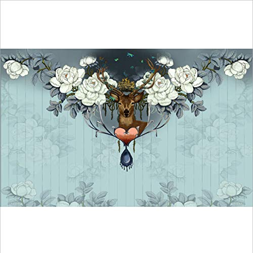 Fond d'écran 350x256cm floral elk retro salon chambre murale