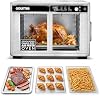 Horno freidora de aire Gourmia de puerta francesa - 37 Qt gran capacidad, horno tostador por convección, FryForce 360°, pantalla digital, 12 ajustes de cocción, deshidratar, para pizza de 13", apto para lavavajillas, acero inoxidable 2