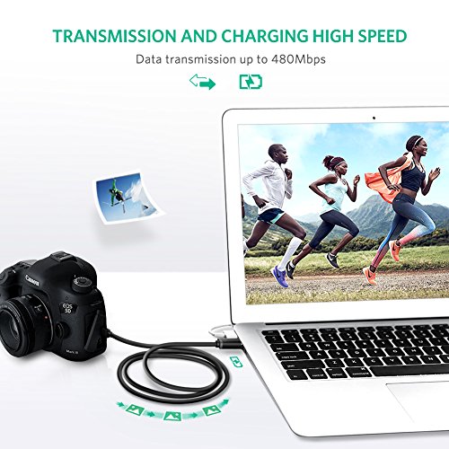 UGREEN Mini cabo USB, cabo A-macho para Mini-B, cabo carregador USB 2.0 compatível com GoPro Hero 3+