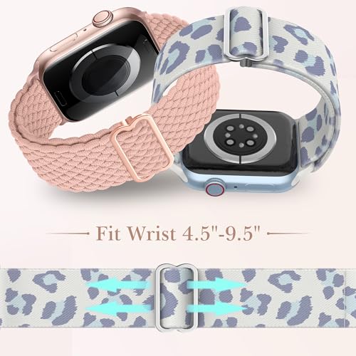 Image of Delidigi Stretchy Bands Compatible for Apple Watch Band Women 40mm 38mm 41mm 42mm 44mm 45mm 46mm 49mm, Nylon Braided Straps for iWatch Series 11 10 9 8 7 6 SE 5 4 3 Ultra 3 2 1