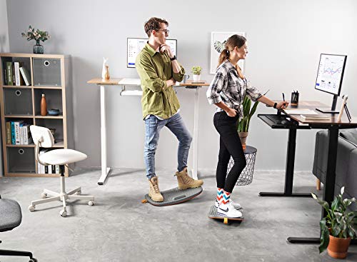Image of FEZIBO Standing Desk Mat with Anti Fatigue Bar, Wooden Wobble Balance Board with Ergonomic Design Comfort Floor Mat