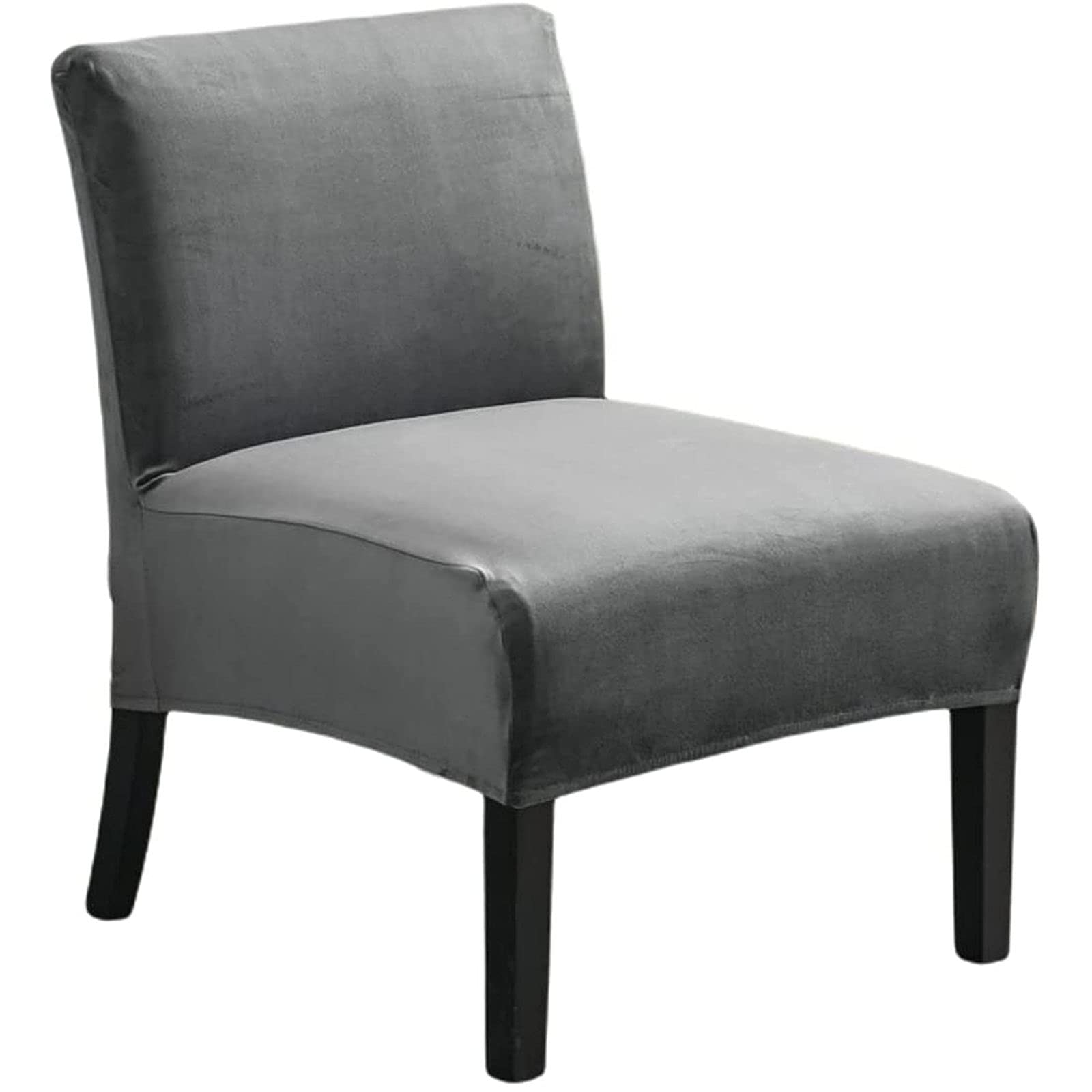 JHLD Stretch Armless Chair Slipcovers, Velvet Accent Chair Covers Soft Furniture Protector Covers Armless Accent Chair Slipcovers Removable Washable For Living Room Kids-Dark grey-set of 1