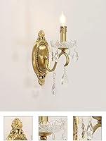 Vista 5 de Apliques de pared retro franceses, lámpara de pared de lujo para interiores con base E14, iluminación de noche de cristal para comedor, sala